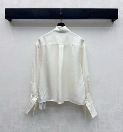 Celine Lavallière Blouse Ecru Mulberry Silk 351849