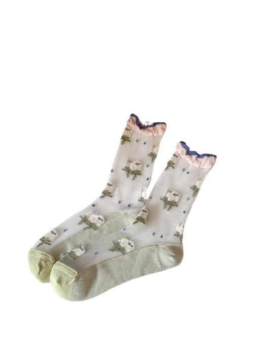 Rufia - Vintage Blue Crew Socks