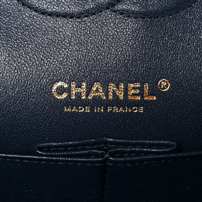 Caviar Quilted Medium Double Flap Navy