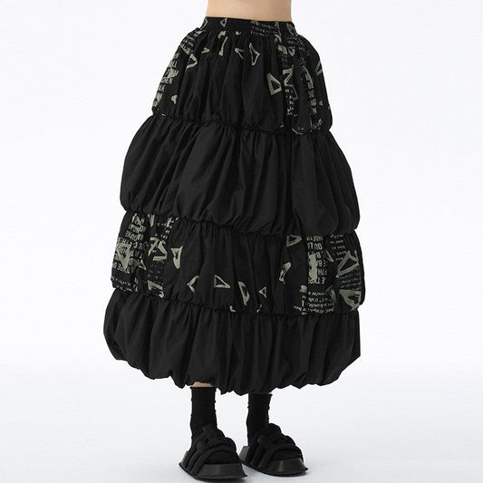 High-Waisted Casual Tiered Skirt