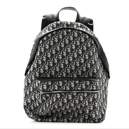 Oblique Calfskin Rider Backpack Beige Black