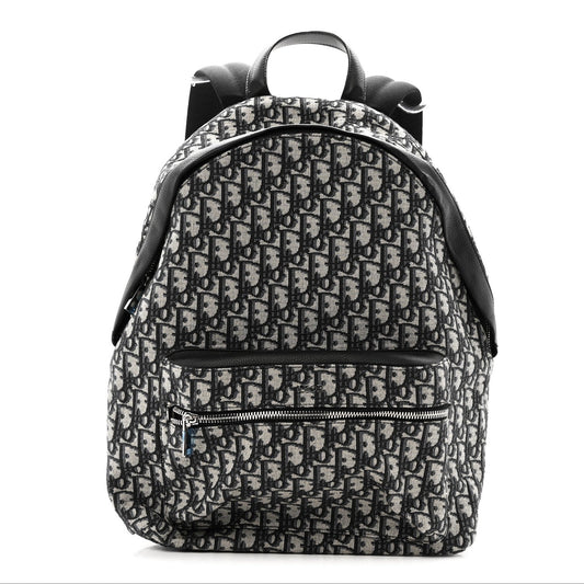Oblique Calfskin Rider Backpack Beige Black