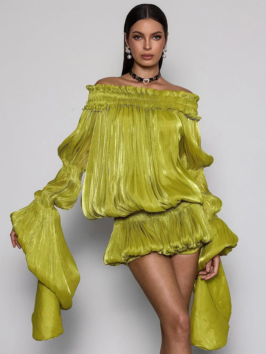 Karina Off Shoulder Ruched Dress Set
