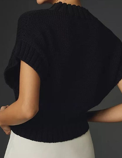 Simple Knit Heart Short Sleeve Sweater