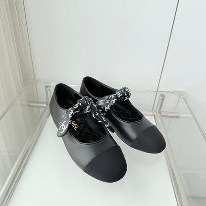 Chanel 26 Double C Heel Pump With Silk Ribbon Black Lambskin 597333
