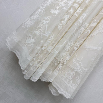 CD Lace Mesh Midi Skirt Ivory Polyester 350177