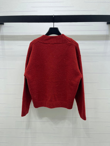 CHANEL 26 SCALF & V-NECK RED SWEATER 335371