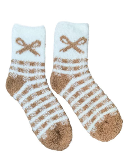 Rufia - Stripe Thickened Mid-calf Socks with Bow Patterns – 6 Colors