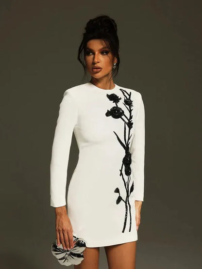 Atici Sequin Flower Mini Dress