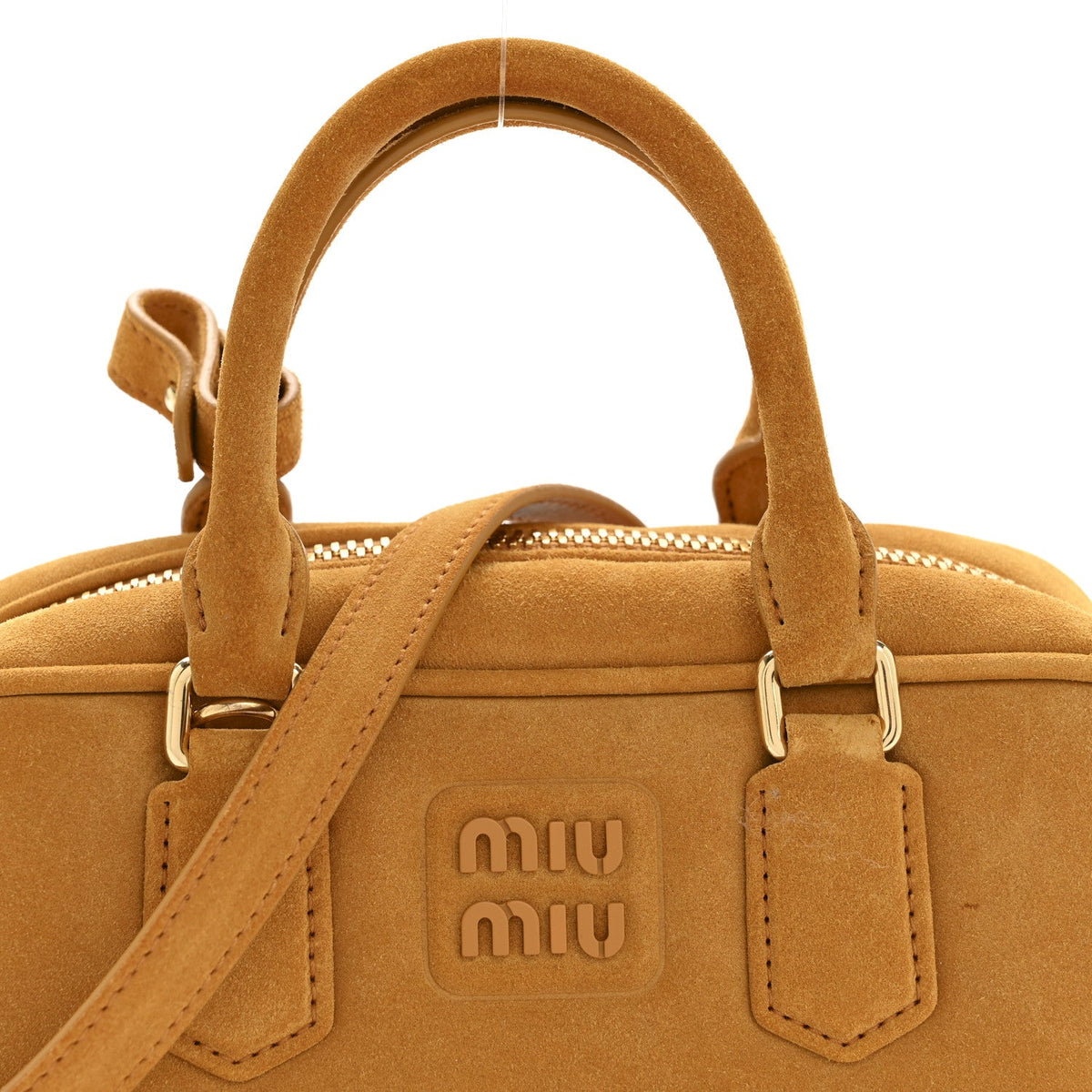 Suede Padded Regular Arcadie Top Handle Bag Whiskey