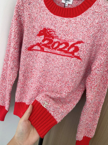 Chanel 2025 Sweater Pink mix Red Wool Cashmere