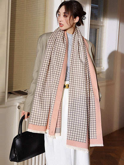 Urban Vintage Imitated Cashmere Houndstooth Shawl Scarf