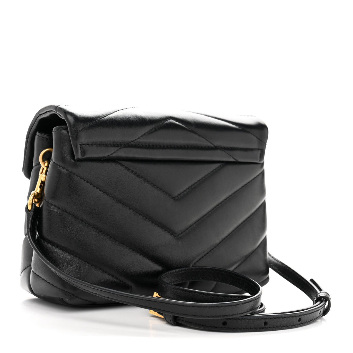 Calfskin Y Quilted Monogram Toy Loulou Crossbody Bag Black