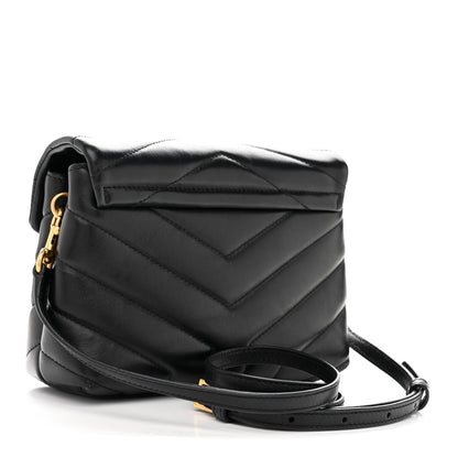 Calfskin Y Quilted Monogram Toy Loulou Crossbody Bag Black