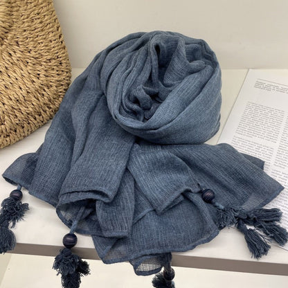 Scarvii - Large Color-Block Scarf With Fringe