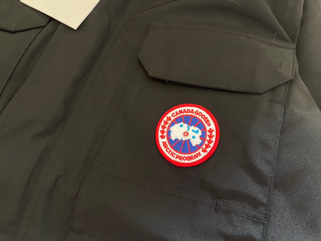 Canada Goose Children Jacket Wolf Fur Black Polyester Cotton