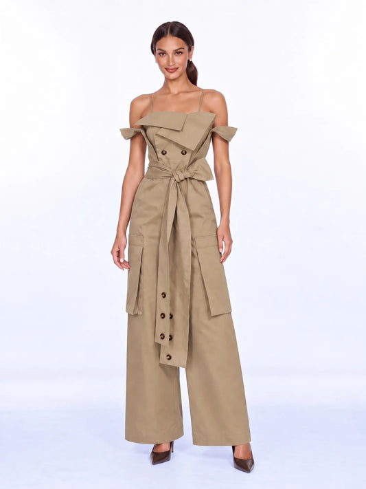Natalya Draped Utility Wide-Leg Jumpsuit