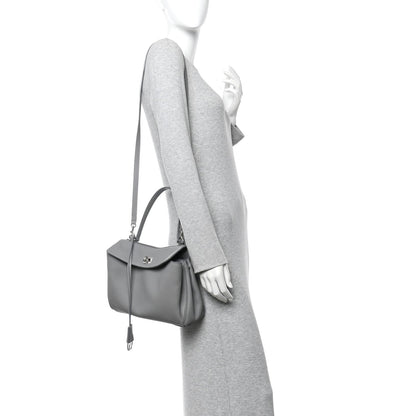 Grained Calfskin Small Rodeo Top Handle Handbag Grey