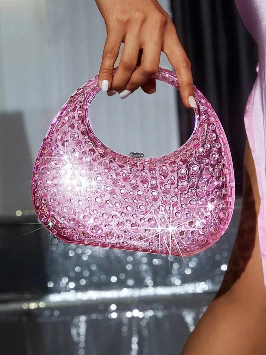 Aileen Diamante Embellished Acrylic Clutch Bag