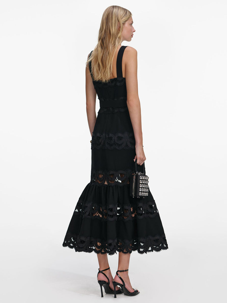Victoria Linen Lace Insert Midi Dress