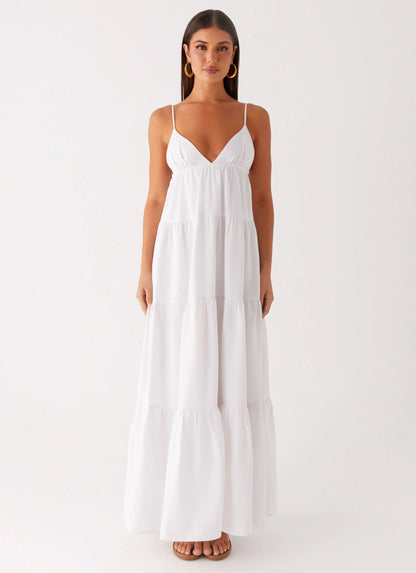 Lotty Linen Maxi Dress - White