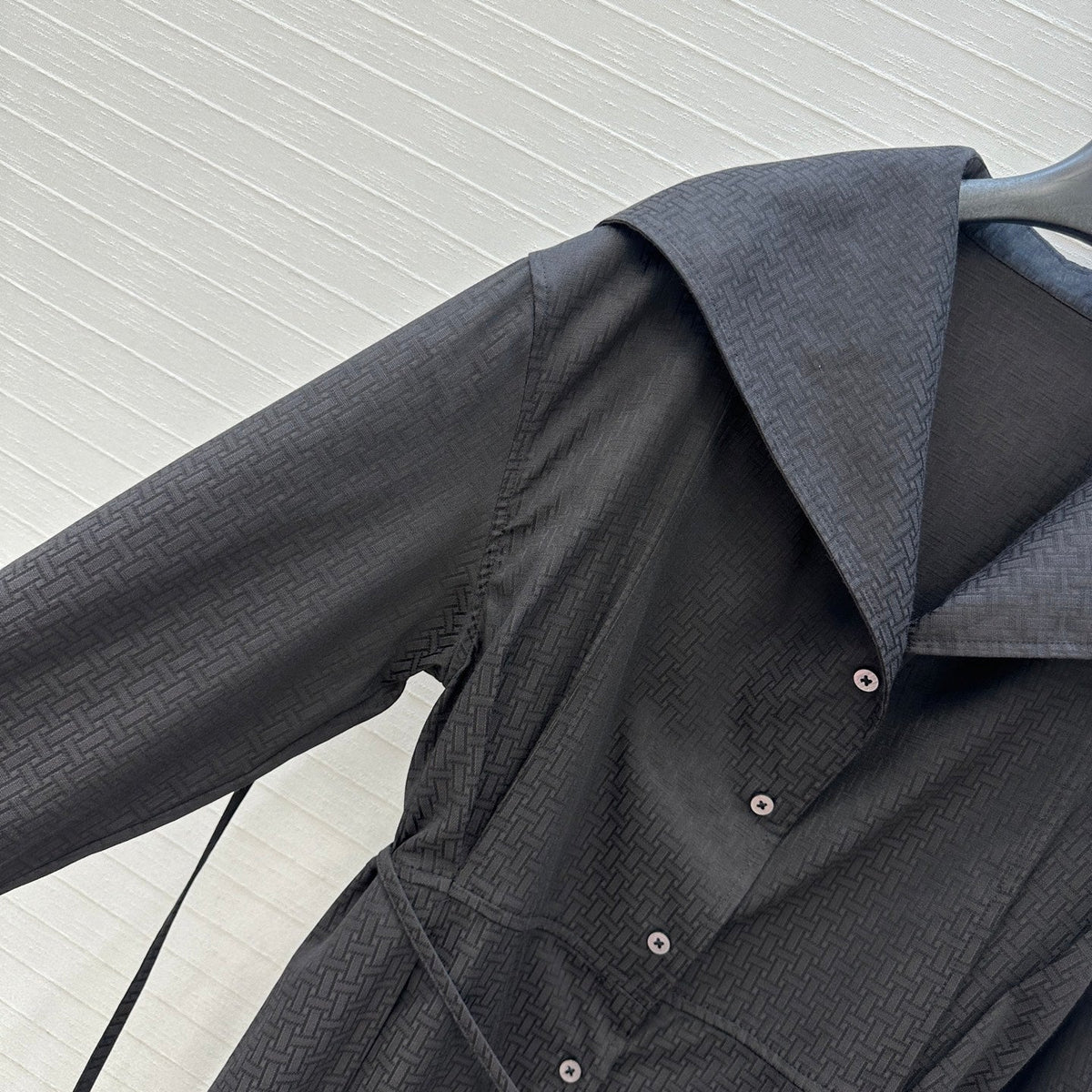 Hm Trench Coat H Dark Pattern Black Cotton