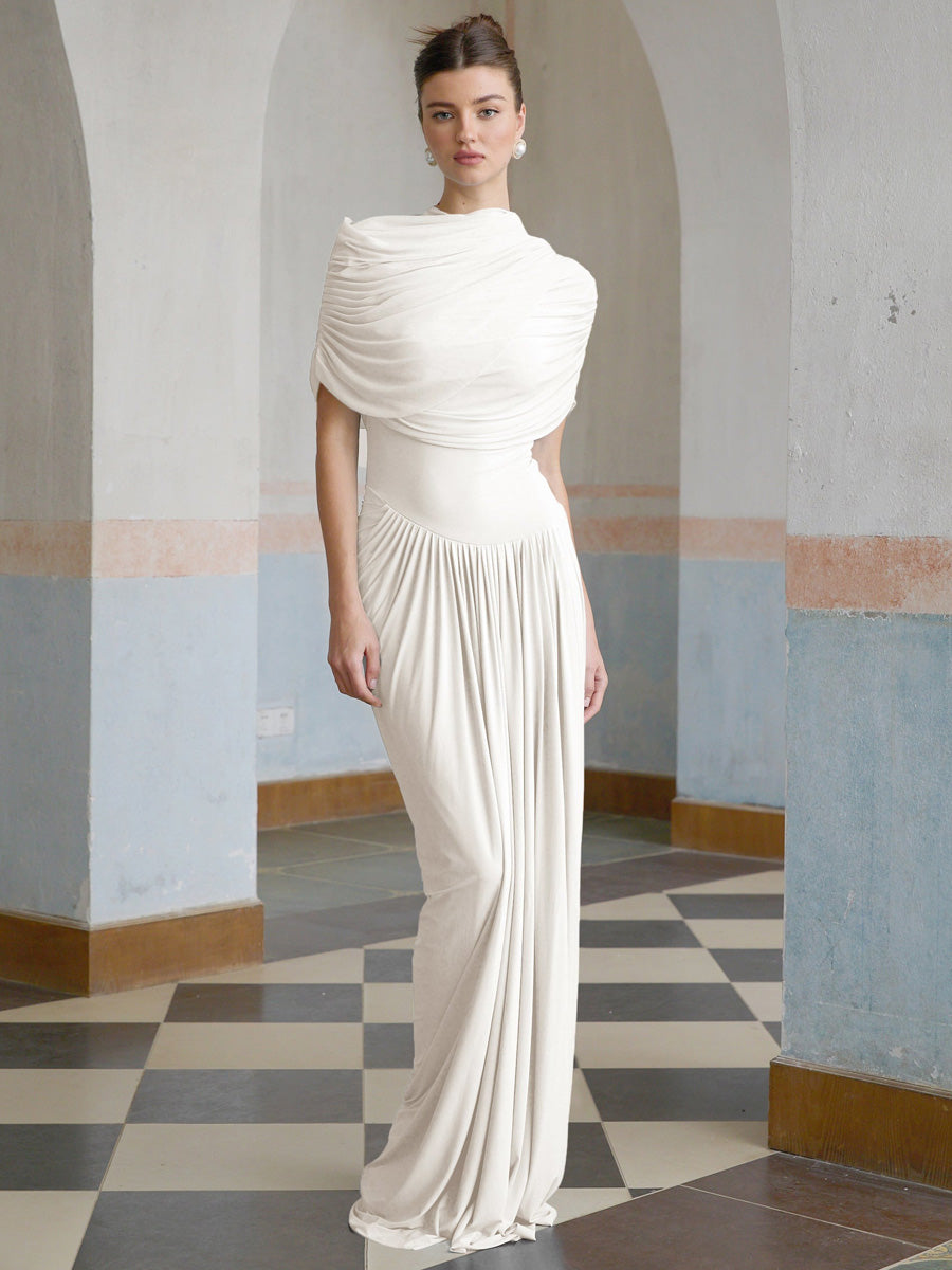 Layla Asymmetrical Pleated Maxi Dress