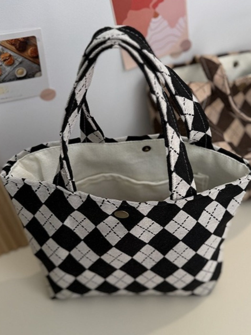Cosbai - Tote Handbag with Plaid Patterns- Classic &amp; Casual