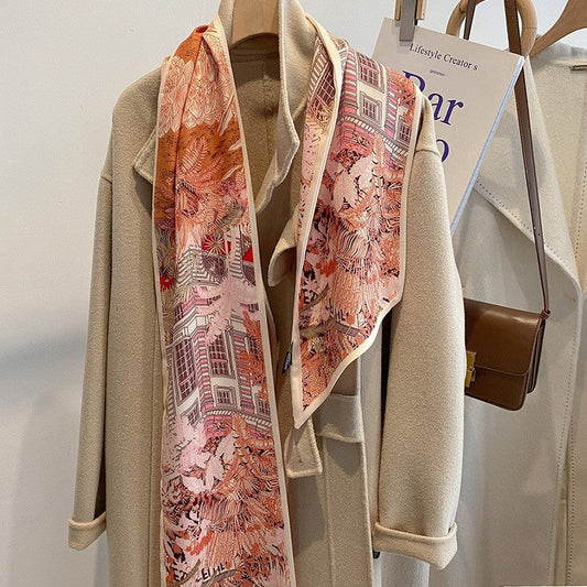 Fashion Print Long Scarf Intellectual All-Match Artistic Retro Gift