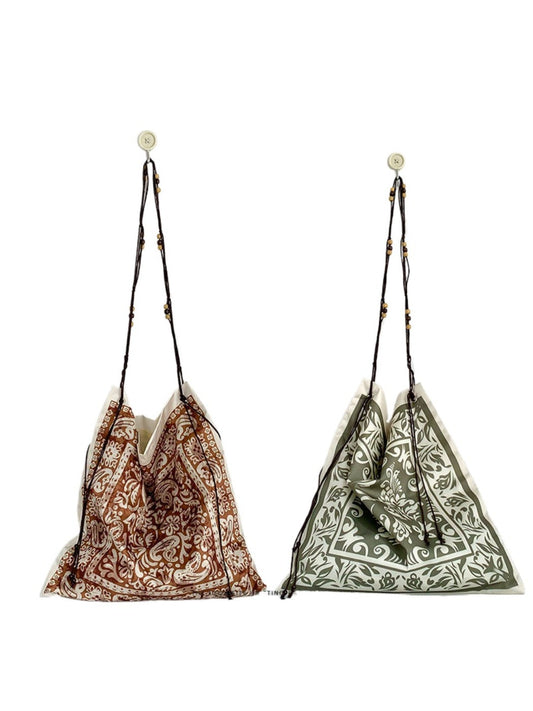 Cosbai - Boho Shoulder Bag Featuring Dual-sided Prints
