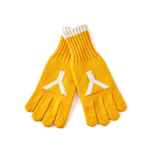 Letter Jacquard Color Block Knit Gloves