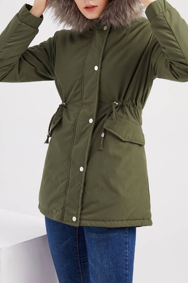 Hooded winter warm fleece coat with cotton padded jacket