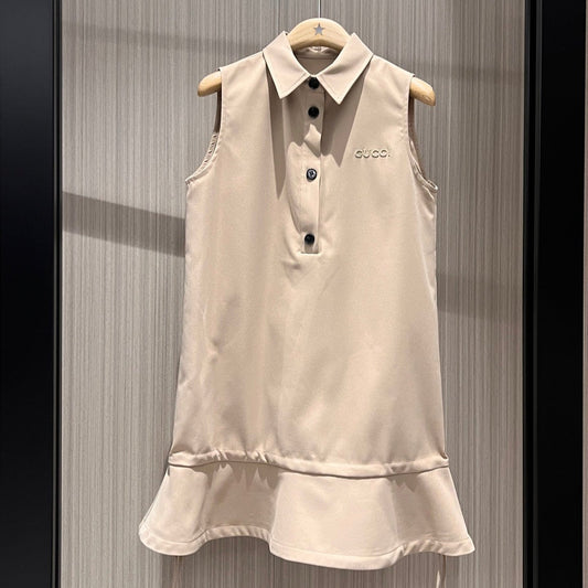 Gucci Sleeveless Vest Dress Beige Polyester Fiber