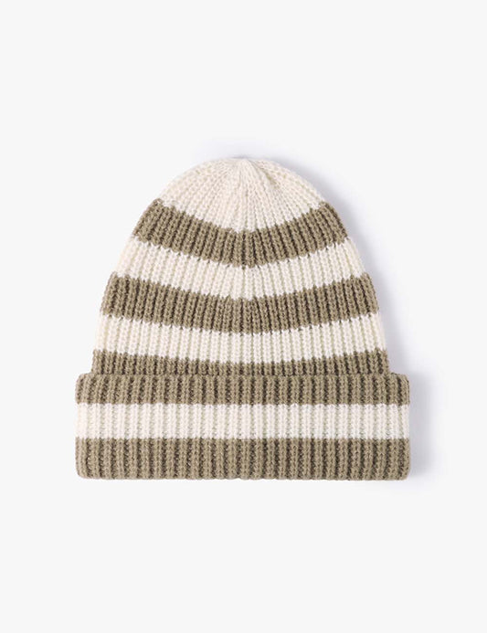 Trendy Striped Color Block Thicken Cuff  Beanie