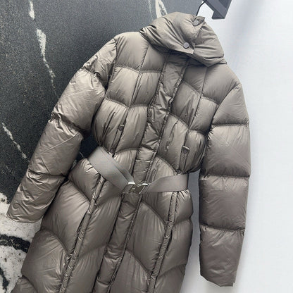 Burberry 25 Hooded Short Down Jacket with Adjustable Waist Taupe Polyester