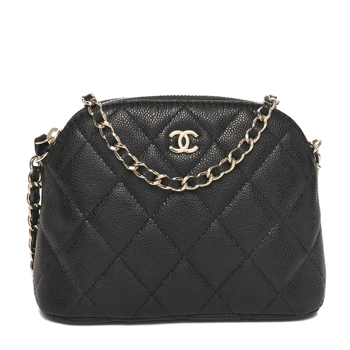 Caviar Quilted Classic Clutch With Chain Black
