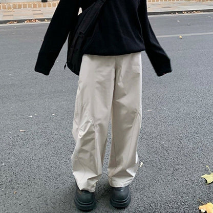 Double-Knee Pleated Wide-Leg Cargo Pants Curved Cut Lightweight Design