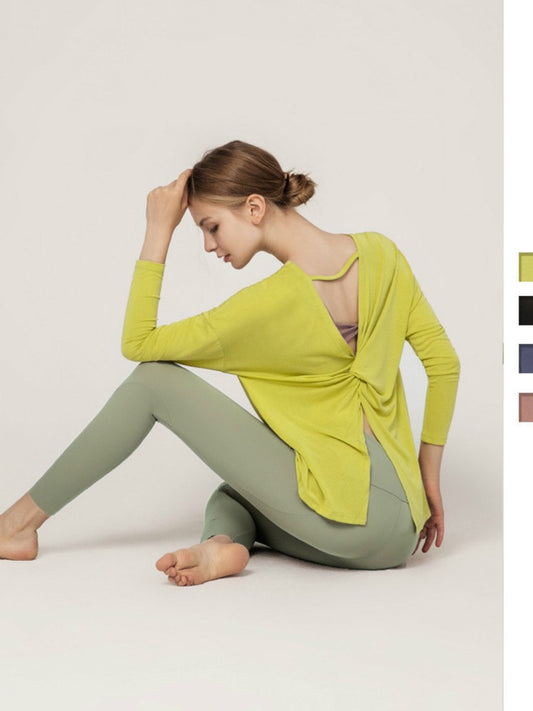 European And American Solid Color Loose Back Yoga Suit Top Women'S Modal Long Sleeve Quick Dry Running Women'S Fitness Suit