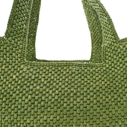 X PAULA'S IBIZA Raffia Font Tote Green