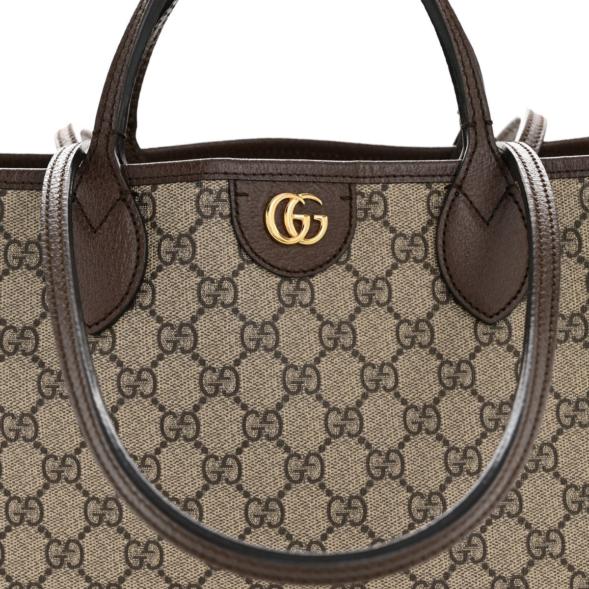 GG Supreme Monogram Textured Calfskin Medium Ophidia Shoulder Tote Bag Beige Ebony New Acero