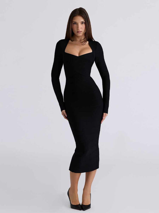 Evangeline Long Sleeve Bandage Midi Dress