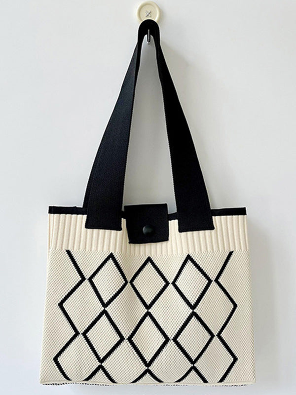 Plaid Pleated Woven Bags Handbags