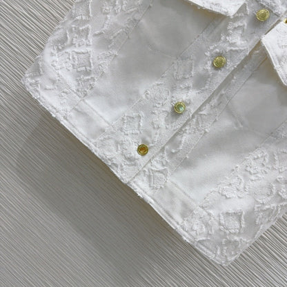 LV 25S Monograw Jacquard Fabric Vest Jacket White Cotton