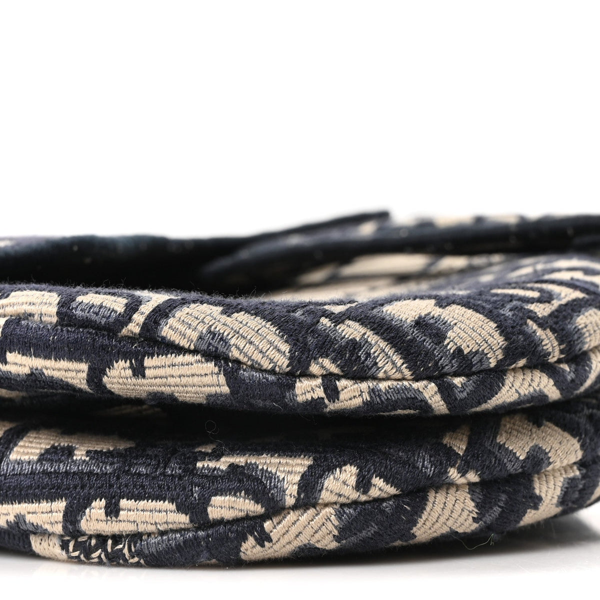 Oblique Embroidered Saddle Bag Blue