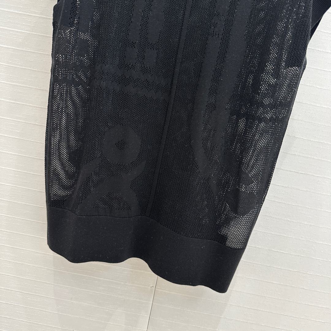Hm 25 Short-sleeved Sweater Black Mesh Polyester