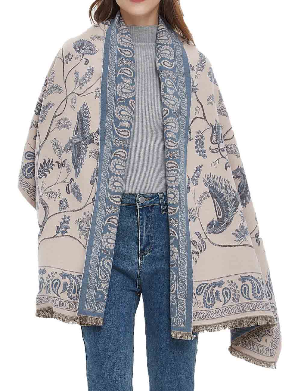 Soft Jacquard Cashew Flower Shawl Winter Scarf