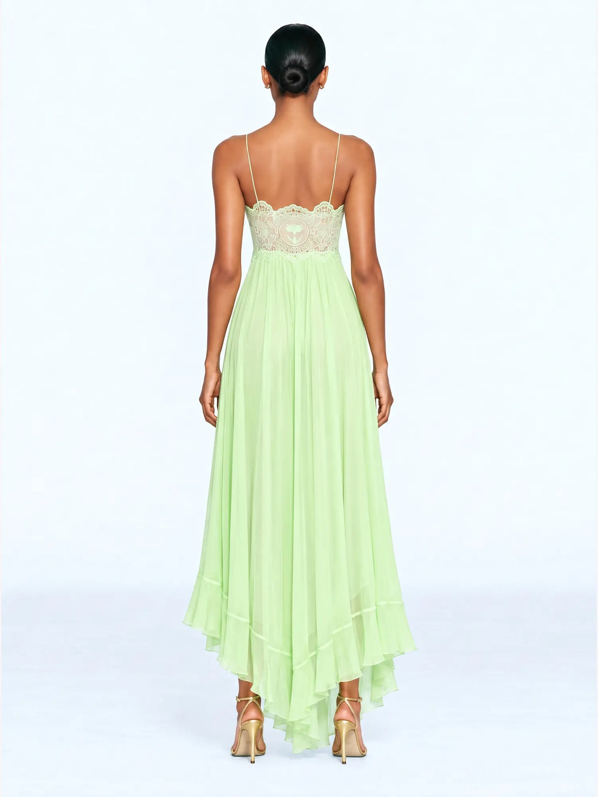 Katia Lace-Panelled Pleated Maxi Dress