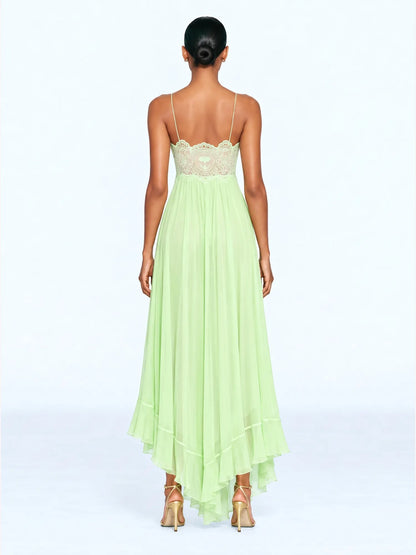 Katia Lace-Panelled Pleated Maxi Dress