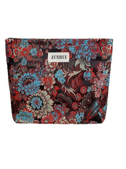 Cosbai - Zipper Makeup Pouch Bag with Floral Patterns