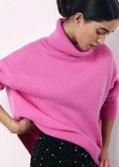 Oversized Turtleneck Sweater In Soft Pink Knit